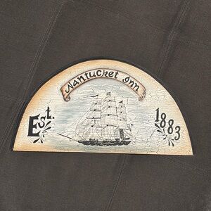 Vintage Nantucket Inn Wooden sign Sea ship sail painted EST. 1883